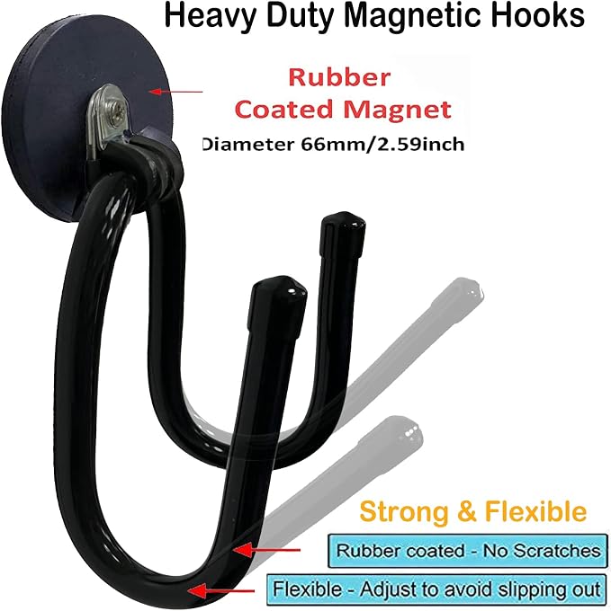 Pmsanzay 2 Pack Power Drill Tool Organizer Holder,Magnetic Tool Holders,Garage Tool Storage Rack,Heavy Duty Large Garage Magnet Utility Hooks with Rubber Coating, No Scratches - No Power Drill - Image 3