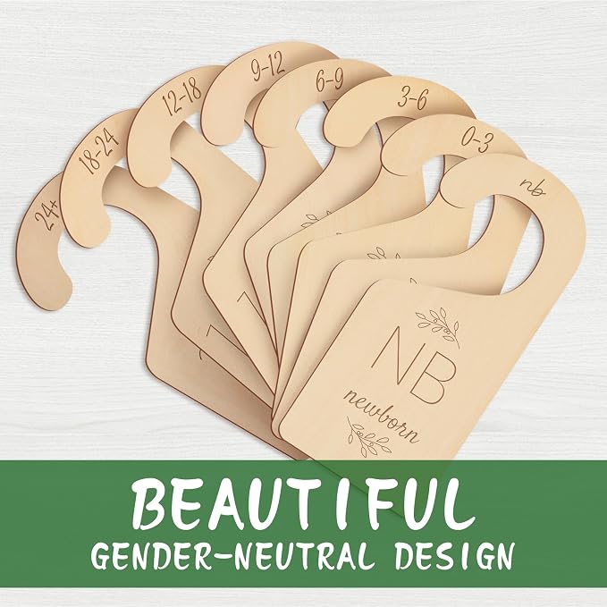 Wooden Baby Closet Dividers - 8 Pcs Double-Sided Design for Newborn Nursery Room Wardrobe Storage by Months Size - Perfect Toddler Clothes Organizer - Image 3