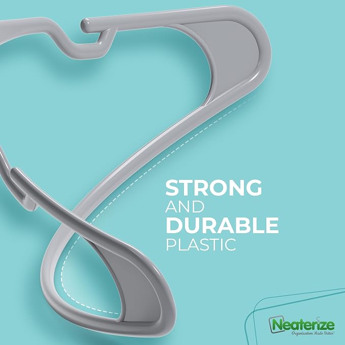 NEATERIZE Clothes Hangers Plastic 20 Pack for Adults - Plastic Hangers, The Perfect Coat Hanger and Space Saving Clothes Hangers for Closet, Percheros Ganchos para Colgar Ropa Hangars - Blue Hangers - Image 6