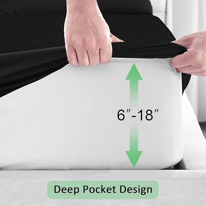 Sufdari Quilted Fitted Waterproof Mattress Cover, Breathable & Noiseless Mattress Pad, Ultra Soft Bed Cover Fits Up to 8-18" Deep Pocket