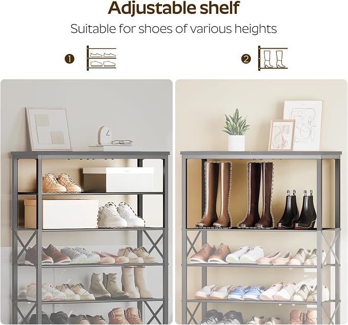 YATINEY 8 Tier Shoe Rack, Large Capacity Shoe Storage Organizer Holds 32 Pairs, Sturdy and Stable, for Entryway, Hallway, Closet, Dorm Room, Black SS08BB - Image 6