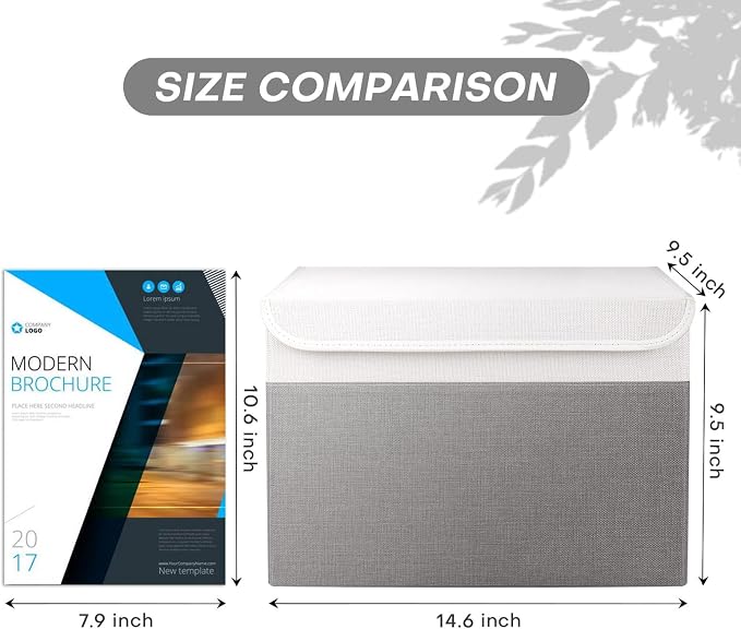 Bagnizer Large 22 Quart Linen Fabric Foldable Storage Bin Cube Organizer Basket with Flip-Top Lid & Handles, Clothes Blanket Box for Home, Office, Closet, Gray & White, 4 Pack 14.6 x 9.5 x 9.5” - Image 2