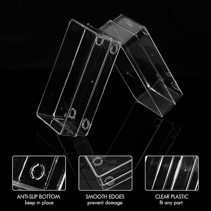 LotFancy Clear Drawer Organizers, 6'' x 3'' x 2'', Set of 3, Drawer Organizer Trays for Desk, Plastic Storage Bins for Bathroom, Makeup, Utensils, Stackable - Image 2