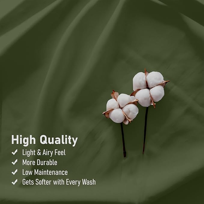 RUVANTI 100% Cotton Sheets – Split King Size Percale Bedding, Cooling & Breathable, Durable with a Crisp, Soft & Comfortable Feel, 16" Deep Pocket, 5-Piece Set, Chive