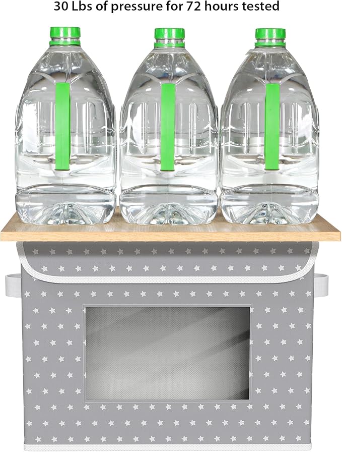 Univivi Fabric Foldable Storage Boxes [4-Pack] Large Collapsible Stackable Storage Bins with Lids, Closet Organizers and Storage Cube Basket for Home, Office, Bedroom (Gray Star, 17”x 12” x 12”) - Image 3