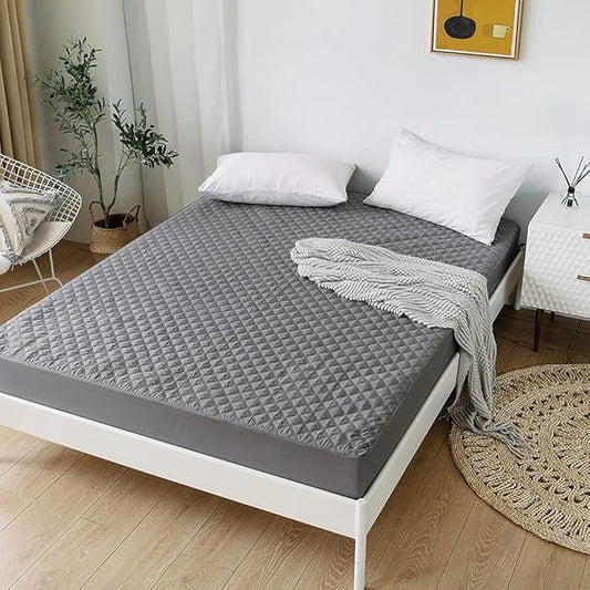 vctops Quilted Fitted Sheet Waterproof Mattress Protector Pad Ultra Soft Elastic Fitted Deep Pocket Bed Cover (Grey, Full)