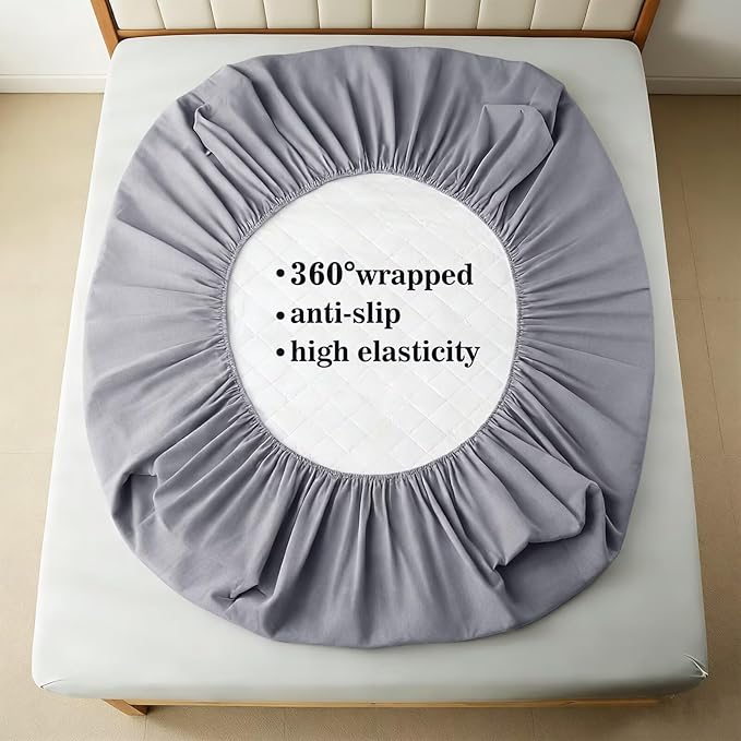 Shatex Full Size Mattress Pad - Breathable Quilted Mattress Topper Protector with 8-16 Inches Deep Pocket, Machine Washable (54x75inch,Grey)