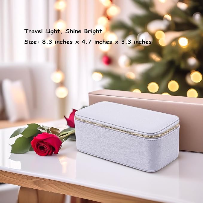 VLANDO Travel Jewelry Box Organizer – Portable PU Leather Jewelry Case with 6/8/12 Zippered Pouches, Compact Storage for Earrings Rings Necklaces Bracelets, Lilac Purple - Image 2