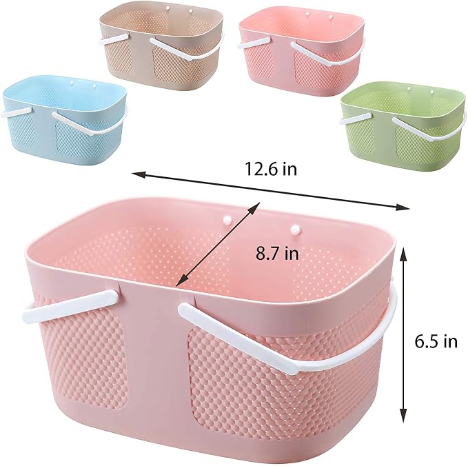 Shower Caddy Basket, Portable Large Capacity Thickened Plastic Organizer Storage Tote with Handles Drainage Toiletry Bag Bin for Bathroom, College Dorm Room Essentials, Kitchen, Camp, Gym, Pink - Image 5