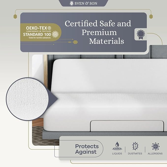 Sven & Son Waterproof Mattress Protector, Smooth Premium Cotton Stretch Knit Protector, Machine Washable and Breathable Mattress Cover, Fits Up to 18 Inch Deep, King