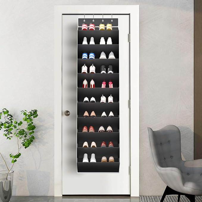 REGELETO 10 Tiers Large Size Over the Door Shoe Organizer Storage, Hanging Shoe Rack for Door with Deep Pockets, Fit 20 Pairs Shoe Organizer Holder for Sneakers and Boots (Black) - Image 5