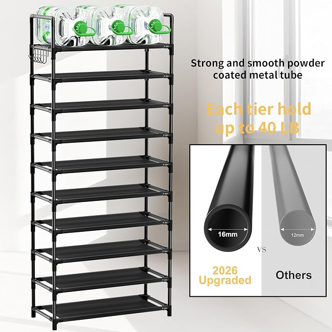 Shoe Rack, 10 Tier Shoe Storage Organizer Fit 30-35 Pairs Shoes,Metal Tall Shoe Shelf for Closet,Entryway,Garage,Bedroom,Cloakroom - Image 5