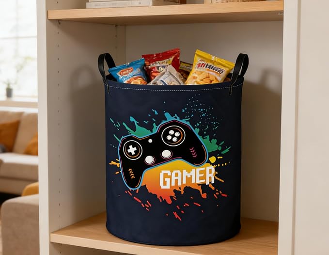 Kids Laundry Basket Game Hamper for Nursery Boys Hamper Cute Kids Storage Bin Room Decor for Home(Game) - Image 4