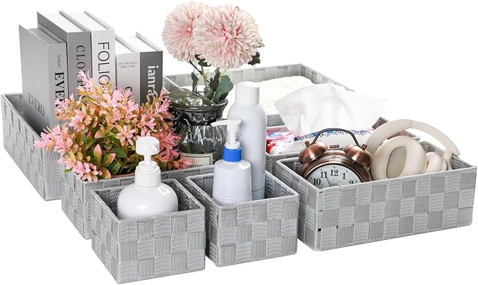Posprica Small Baskets for Organizing(7 Set) Woven Storage for Shelves, Bathroom, Decorative Closet Organizer, Dresser Bins, Shelf - Image 8