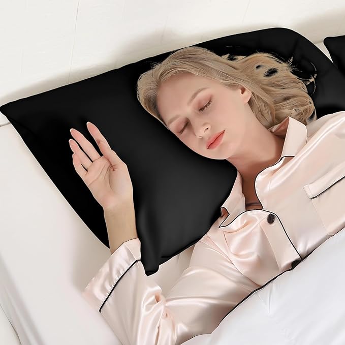 HIMOON Bed Pillows for Sleeping 4 Pack,Standard Size Cooling Pillows Set of 4,Top-end Microfiber Cover for Side Stomach Back Sleepers(Black)