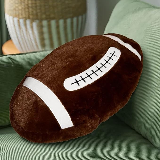 Football Pillow, Stuffed Football Throw Pillow, Cute Football Plush for Football Fans Creative Room Decor, Fluffy Durable Football Plushies Gift for Kids Party Football Decor (15.7 Inches)