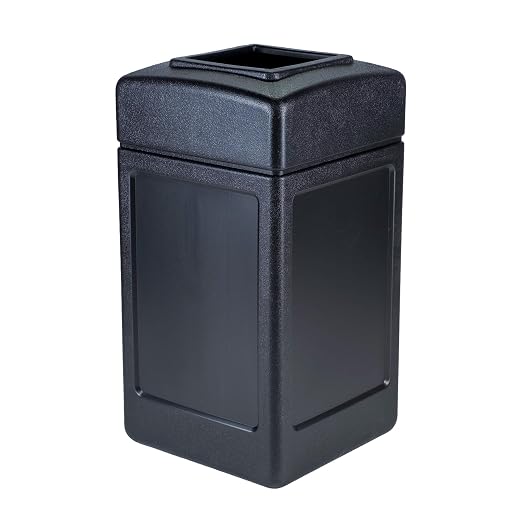 Commercial Zone 732101 Open-Top Indoor/Outdoor Square 42 Gallon Large Waste Trash Container Bin, Black by CommercialZone