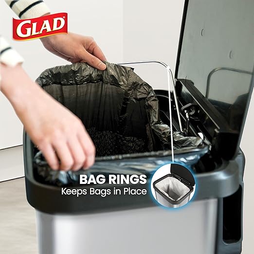 Glad GLD-74506 Stainless Steel Step Trash Can with Clorox Odor Protection | Large Metal Kitchen Garbage Bin with Soft Close Lid, Foot Pedal and Waste Bag Roll Holder, 13 Gallon, Stainless - Image 6