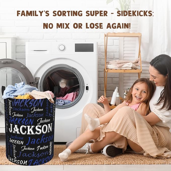 Custom Name Laundry Hamper, Personalized Laundry Basket with Name for Baby Boys Girls, Customized Collapsible Dirty Clothes Hamper Storage with Handles for Bedroom Bathroom Dorm Room Decor - Image 5
