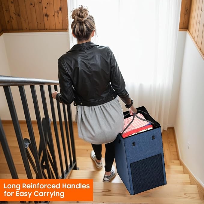 150L Laundry Hamper with Wheels, Rolling Laundry Basket with Metal Frame and Removable Bag, Large & Tall Dirty Clothes Hampers for Bedroom Aesthetic, Laundry Room, Bathroom, Dorm-Blue - Image 7