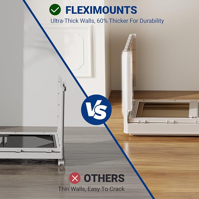 FLEXIMOUNTS 150 QT Stackable Storage Bins With Lids, Collapsible Plastic Storage Bins, Closet Organizers and Storage Containers with Doors and Built-in Wheels For Home, 4 Pack Cubes, Milky White - Image 2