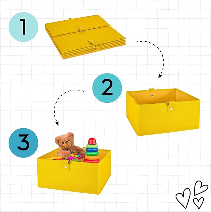 RiverRidge Kids 6pc Folding Storage Bins Set - 10.5”W x 5”H Fabric Boxes with Handles for Closet Organizer & Storage - Olive Cube Storage Organizer for Toys, Clothes & Crafts - Fits RiverRidge Shelves - Image 4