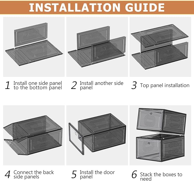 caktraie 10 Pack Thicken Shoe Organizer Stackable,Upgraded Sturdy Shoe Storage Box with Magnetic Door,Shoe Containers For Sneaker Display,Hat Organizer,Black… - Image 6