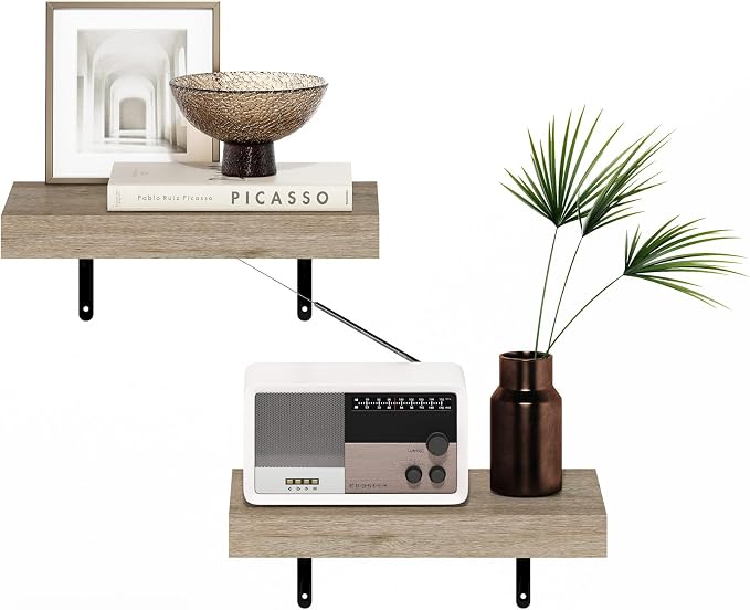 Furinno Tanna Floating Shelves for Wall Set of 2, 15-Inch Wall Shelf, Triple Thick Floating Mounted Shelf, for Bathroom, Home Office, Living Room, Natural - Image 4