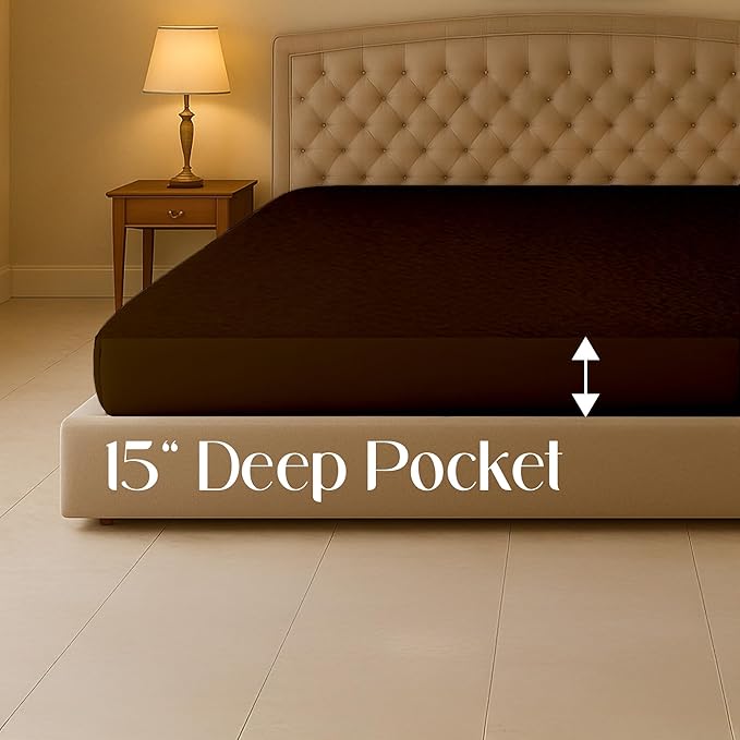 SGI bedding Waterproof Family XL 144" x 84" Extra Large Bed Mattress Pad Cover, 15" Deep Pocket, Soft Noiseless & Breathable Fitted Sheet Style Mattress Protector – Chocolate