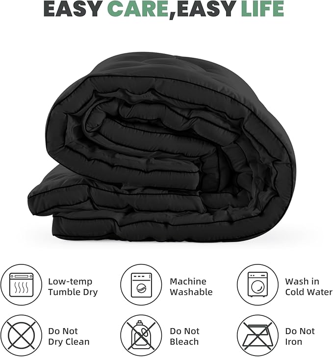 BDEUS Twin Mattress Pad, Extra Thick 1450GSM Mattress Topper, Four Leaf Clover Soft Mattress Protector Cover with 21" Deep Pocket for Back Pain Relief, 3D+7D Down Alternative Fill Overfilled, Black