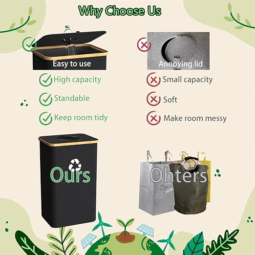 Recycling Bin for Kitchen Indoor Home, Large 100L/ 26 Gallon Recycle Bin with Lid Removeable Reusable Inner Bag Bottle Can Glass Waste Plastice Stickers (Gray, 26 Gallon) - Image 6