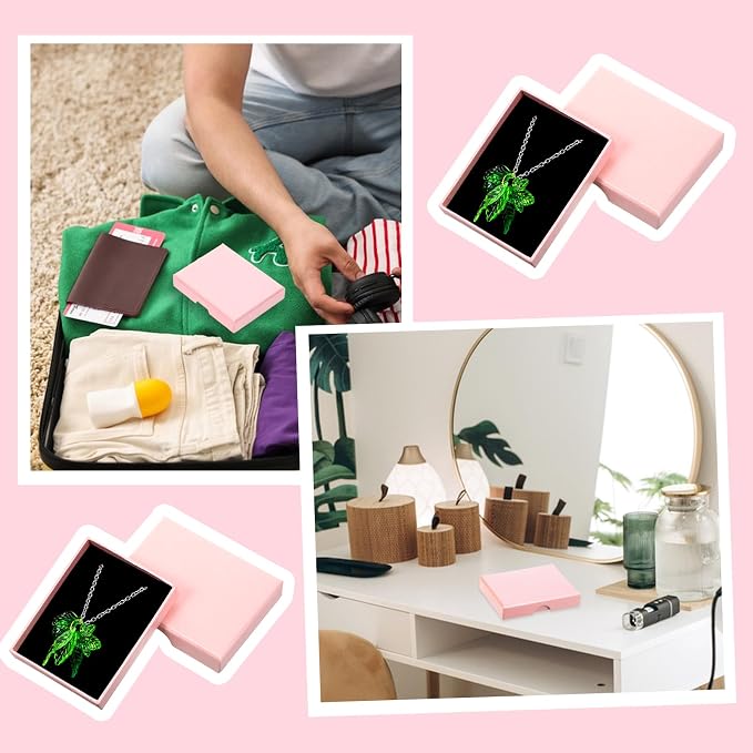 3 Pack Small Jewelry Gift Box, Necklace Bracelet Earring Cardboard Organizer, Cardboard Jewellery Box with Lids, Square Jewellery Gift Boxes for Birthday Xmas Christmas Wrapping (Light Pink) - Image 6