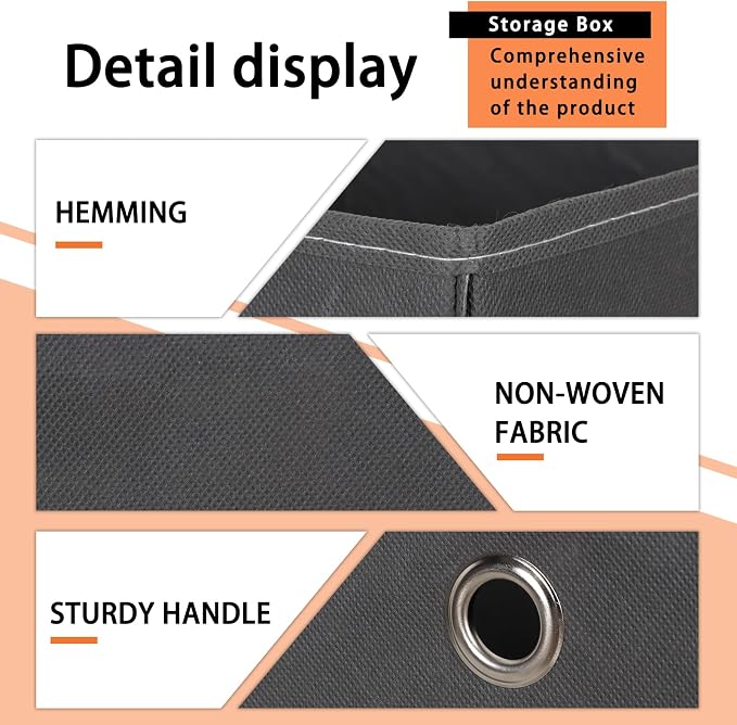 Foldable Storage Cubes Bins ,11 Inch Cloth Storage Cube Fabric Storage Box Cubes Organizer Baskets with Dual Handles for Home Organizer Set of 12 (Grey) - Image 7