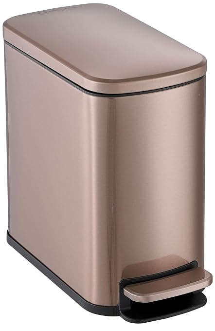 SIMPLI-Magic 6L/1.6G Stainless Steel Bathroom Trash Can with Hands-Free Foot Pedal, Quiet Soft-Close Lid, Compact Space-Saving Size by Simpli-Magic