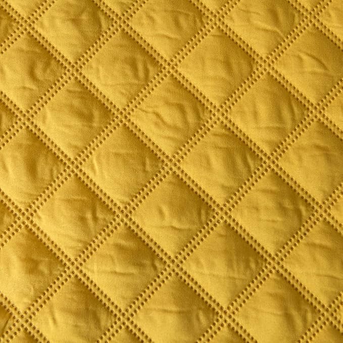 jejeloiu Yellow Quilted Mattress Pad, 100% Waterproof Breathable King Bedding Fitted Sheet Mattress Protector 14" Deep Pocket Cotton Snow Down Alternative Filling Mattress Cover (King,Yellow)
