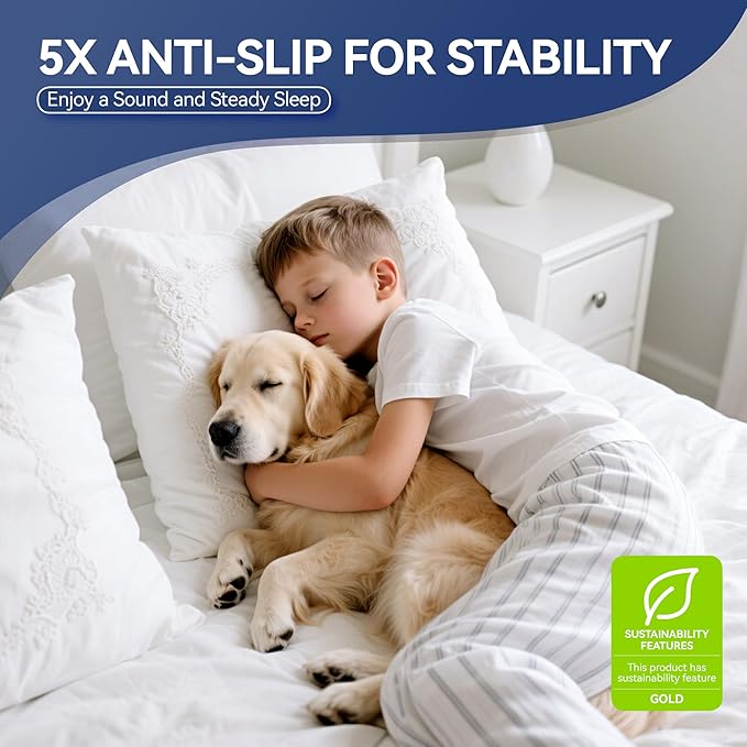 Silicone Mattress Slide Stopper and Gripper, 5X Anti - Slip, Non Slip Mattress pad,Keep Bed and Topper Pad from Sliding for Sofa, Couch, Chair Cushion, Mattresses, Easy Trim Pads, Queen