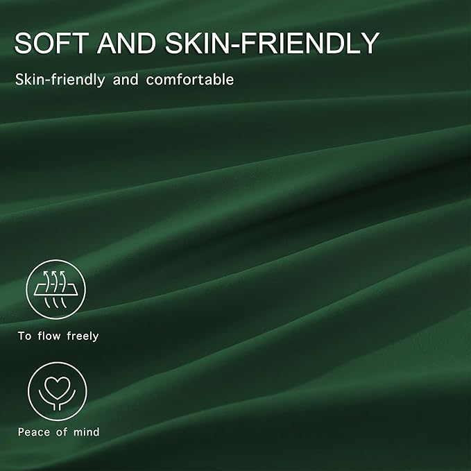 Monbix Queen Comforter Set - 7 Pieces Emerald Green Bed in a Bag Queen Bedding Sets with Comforters, All Seasons Comforter Bed Set with Sheets, Pillowcases & Shams