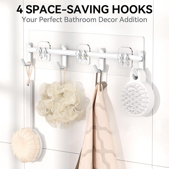 YASONIC Shower Caddy, Large Capacity Bath Organizer with Soap Holder and 12 Hooks, 6 Pack Rustproof Bathroom Shelves for Inside Shower, No Drilling&Sleek Bathroom Organizers and Storage White - Image 6