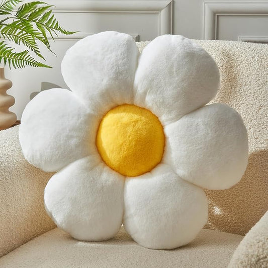 Flower Pillow, Decorative Throw Pillow 19.6In Daisy Pillow Cute Flower Shaped Decorative Pillow Cushion Home Decor Flower Cushion for Sofa Couch Bed Reading Tent.