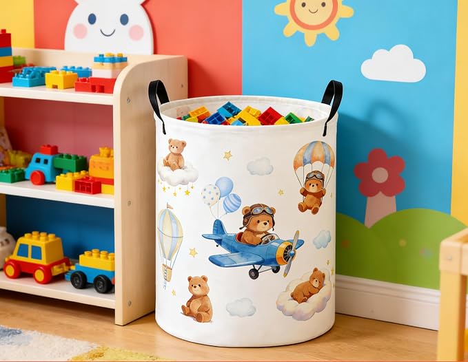 Kids Laundry Basket Bear Hamper for Nursery Animal Hamper Cute Kids Storage Bin Room Decor for Home(Bear) - Image 4