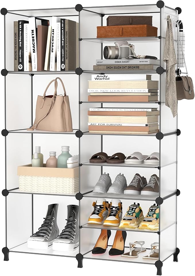 AWTATOS Closet Organizer 8 Cube Storage Shelves Clothes Organizers Closet Storage Stackable Cubby Shelving for Closet Bedroom Living Room Translucent - Image 7