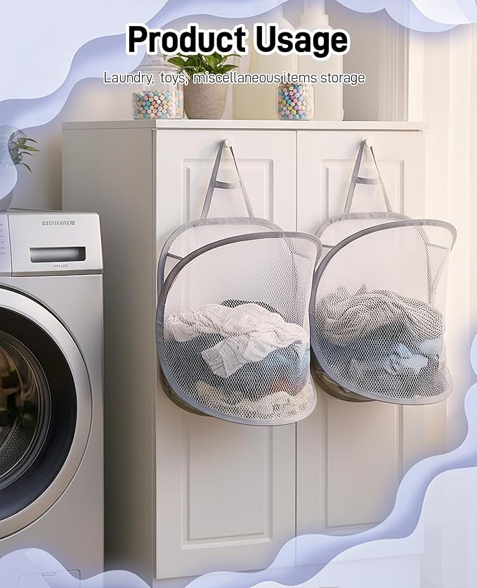 3 Pack Small Hanging Laundry Bag, Foldable Mini Mesh Laundry Hamper Basket - Image 7