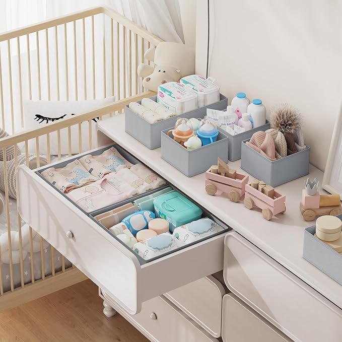 DIMJ Drawer Organizer Clothes Storage- 18 Pack Baby Dresser Organizer for Nursery, Foldable Closet Drawer Organizer Bins for Bedroom Organization, Fabric Storage Dividers for Socks, Underwears, Bras - Image 3