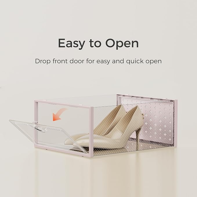 Pinkpum 15 Pack X-Large Shoe Storage Boxes, Shoe Organizer for Closet Clear Plastic Stackable Shoe Dispaly Case Bins Holder, Sneaker Storage for Sneakerheads Pink - Image 4