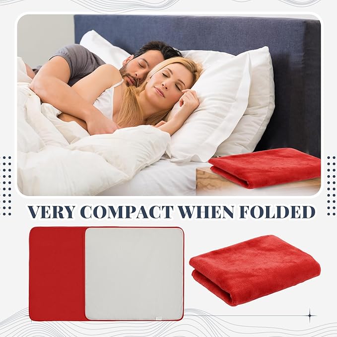 1 Pcs Couples Waterproof Mat 27 x 27 in Lover Reusable Stainproof Blanket Quiet Easy Use Mattress Protector for Adult Multi Functional Bed Sheet Couple Messy Play Pleasure Comfort (Red)