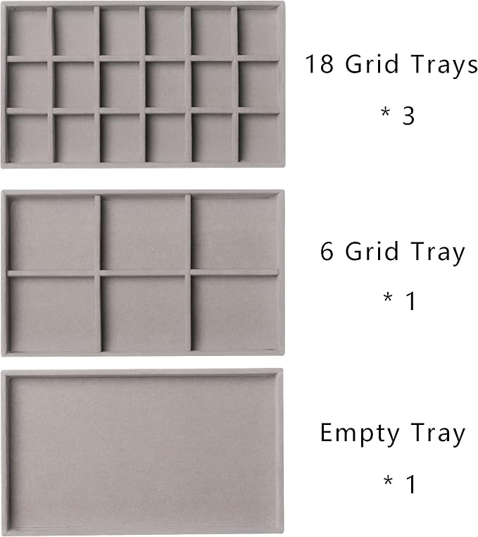 Frebeauty Acrylic Jewelry Organizer Earring Organizer Box with 5 Drawers Earring Holder Organizer with Velvet Trays Clear Jewelry Box for Women Earring Display for Rings Studs(Grey) - Image 3
