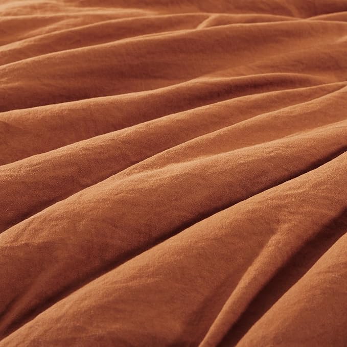 WRENSONGE California King Size Comforter Sets, 7 Pieces Soft Burnt Orange Fall Bed in a Bag with Fitted Sheet, Flat Sheet, 2 Pillow Shams, 2 Pillowcases, Warm Bedding Sets for All Seasons
