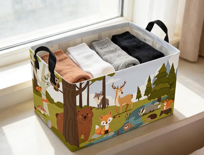 Rectangular Kids Baskets Animal Basket Cute Storage Bins Organizer Box Boys Room Decor for Home.(Green animal) - Image 3