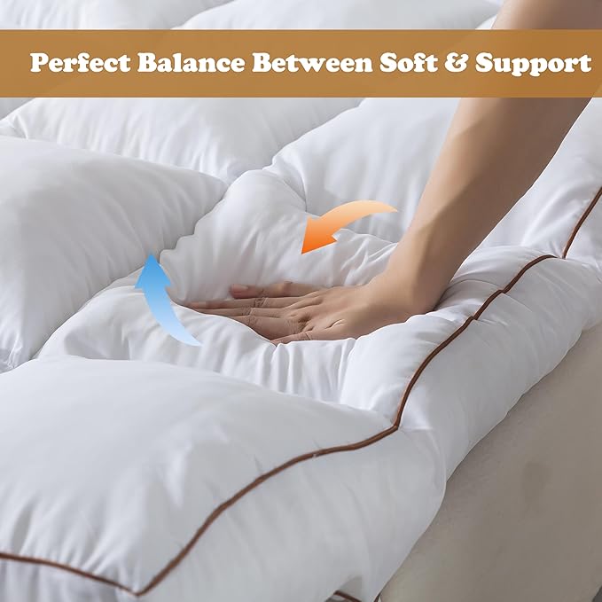 WhatsBedding 4 Inch Memory Foam Mattress Topper Queen Size, Supportive Fluffy Shredded Memory Foam Filled Pillow Top, Extra Soft Bed Topper for Back Pain Relief, 60x80 Inch