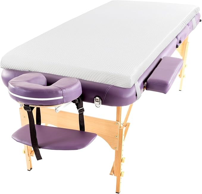 HOMBYS Memory Foam Massage Bed Mattress Topper, Non-Slip Lash Bed Table Mattress Topper with Removable Cover and Holding Elastic Bands, Cushion Only, White, 73"x29"x3"